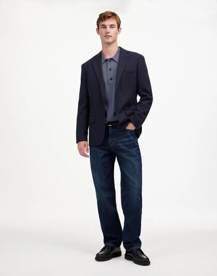 Men The Roebling TwoButton Blazer In Italian Fabric Dark Navy Madewell Coats Jackets