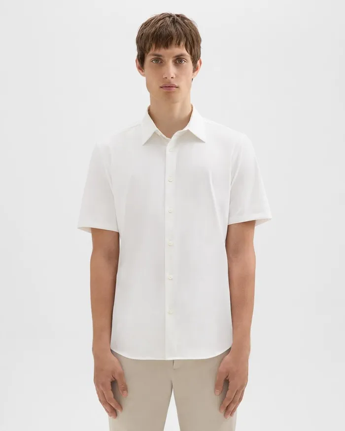 Men Theory Shirts Irving ShortSleeve Shirt In Structure Knit White