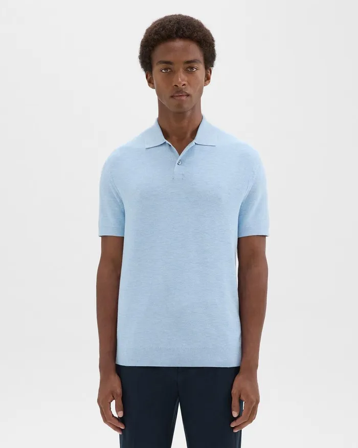 Men Theory Sweaters Cardigans Goris Polo Shirt In Piqueacute Light Bilen Skylight Melange