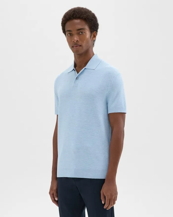 Men Theory Sweaters Cardigans Goris Polo Shirt In Piqueacute Light Bilen Skylight Melange