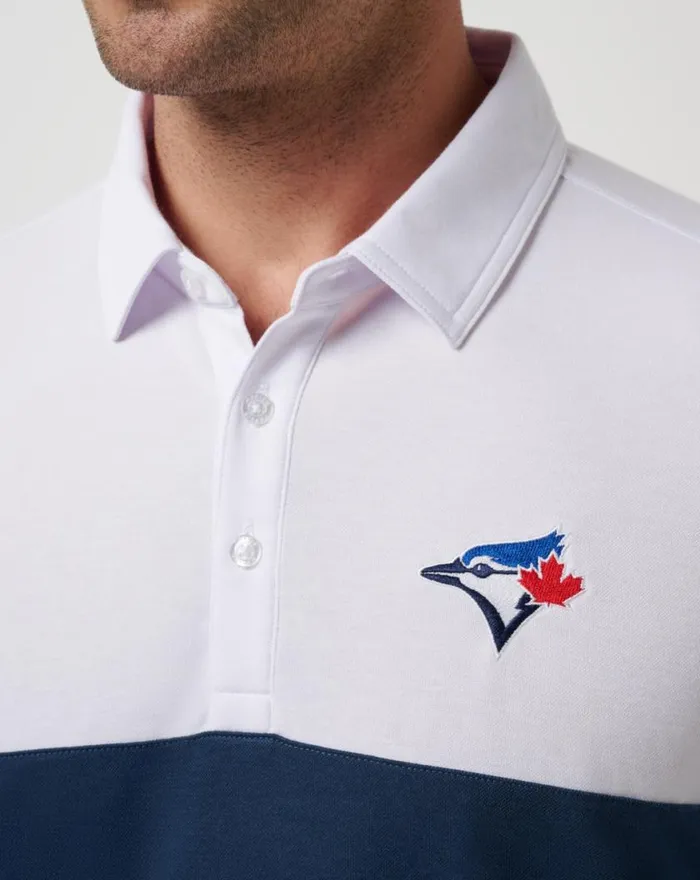 Men TORONTO BLUE JAYS HOME RUN LEADER POLO Whitenavy TravisMathew Polos