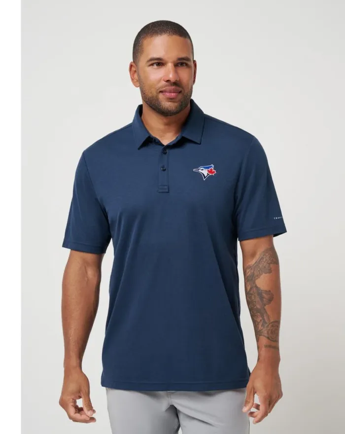 Men TORONTO BLUE JAYS PLAYOFF PITCH POLO Navy TravisMathew Polos