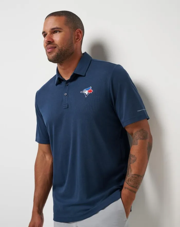 Men TORONTO BLUE JAYS PLAYOFF PITCH POLO Navy TravisMathew Polos