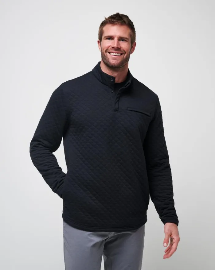 Men TRANSATLANTIC QUARTER ZIP Black TravisMathew Quarter Zips