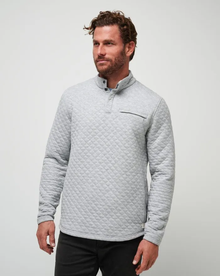 Men TRANSATLANTIC QUARTER ZIP Heather Light Grey TravisMathew Quarter Zips