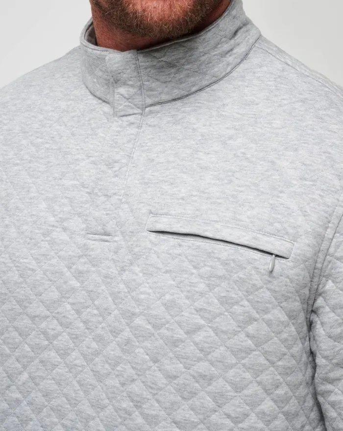 Men TRANSATLANTIC QUARTER ZIP Heather Light Grey TravisMathew Quarter Zips