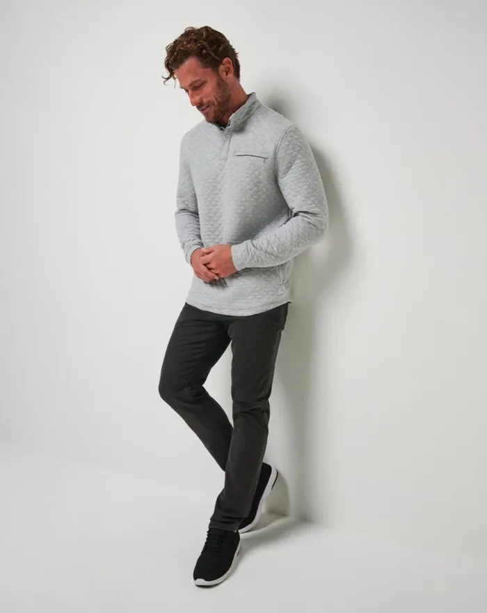 Men TRANSATLANTIC QUARTER ZIP Heather Light Grey TravisMathew Quarter Zips