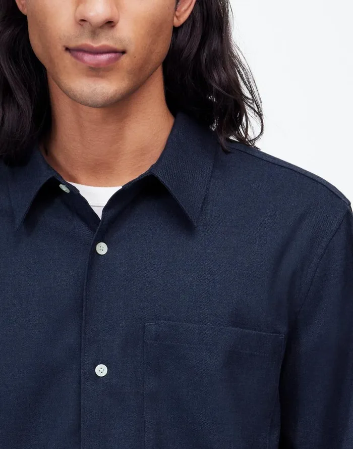 Men Twill Easy LongSleeve Shirt Heather Blue Twill Madewell Shirts