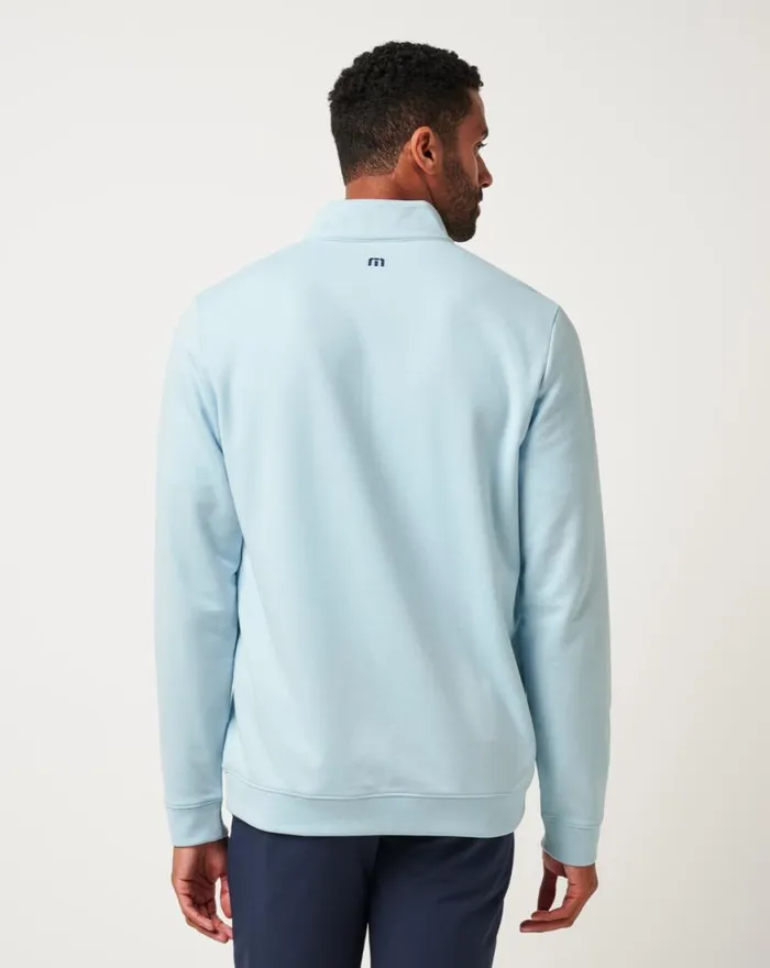 Men UPGRADED CHEST STRIPE QUARTER ZIP Cory Blue TravisMathew Quarter Zips