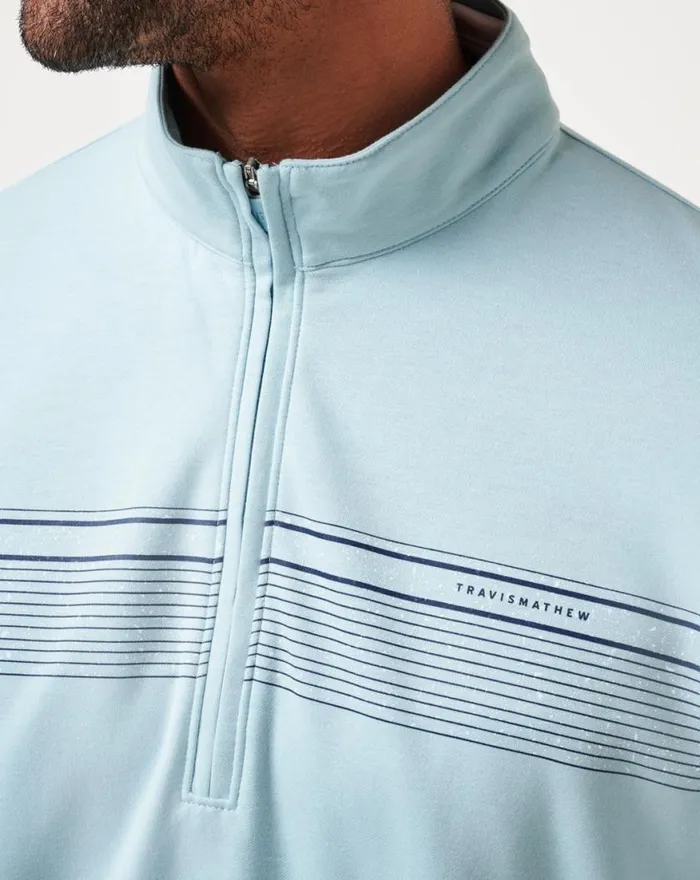 Men UPGRADED CHEST STRIPE QUARTER ZIP Cory Blue TravisMathew Quarter Zips