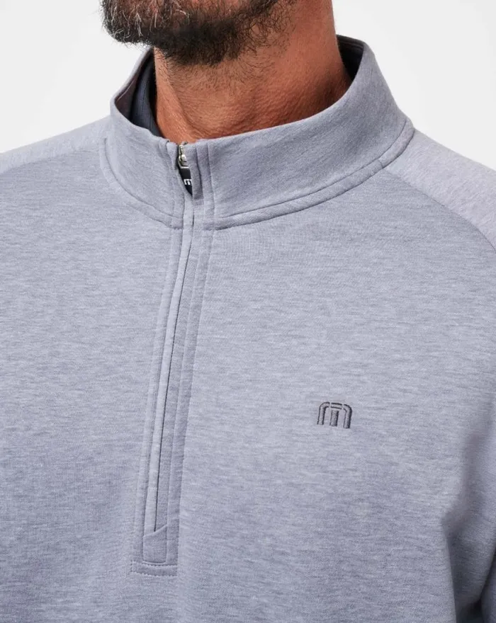 Men UPGRADED QUARTER ZIP Heather Grey TravisMathew Quarter Zips