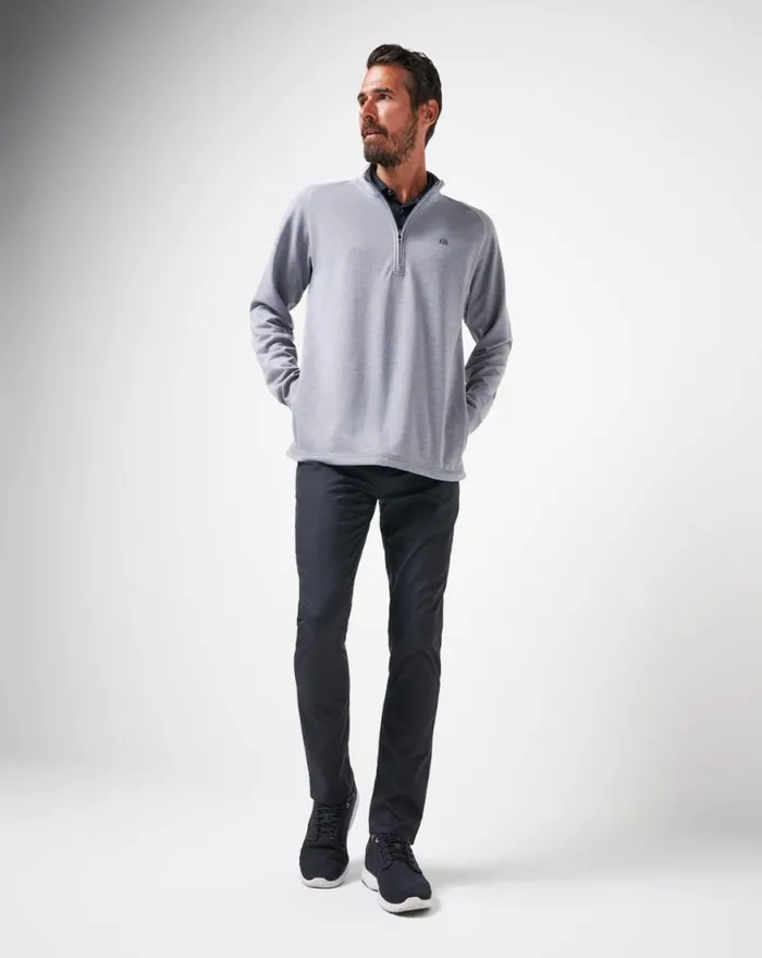 Men UPGRADED QUARTER ZIP Heather Grey TravisMathew Quarter Zips