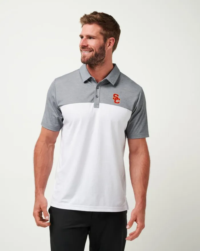 Men USC THE RUDDS 20 POLO Heather Quiet Shadewhite TravisMathew Polos