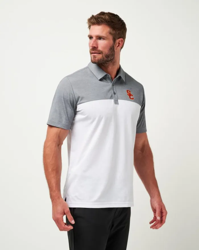 Men USC THE RUDDS 20 POLO Heather Quiet Shadewhite TravisMathew Polos