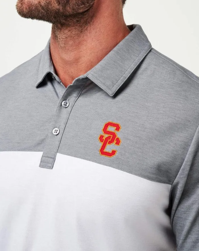 Men USC THE RUDDS 20 POLO Heather Quiet Shadewhite TravisMathew Polos