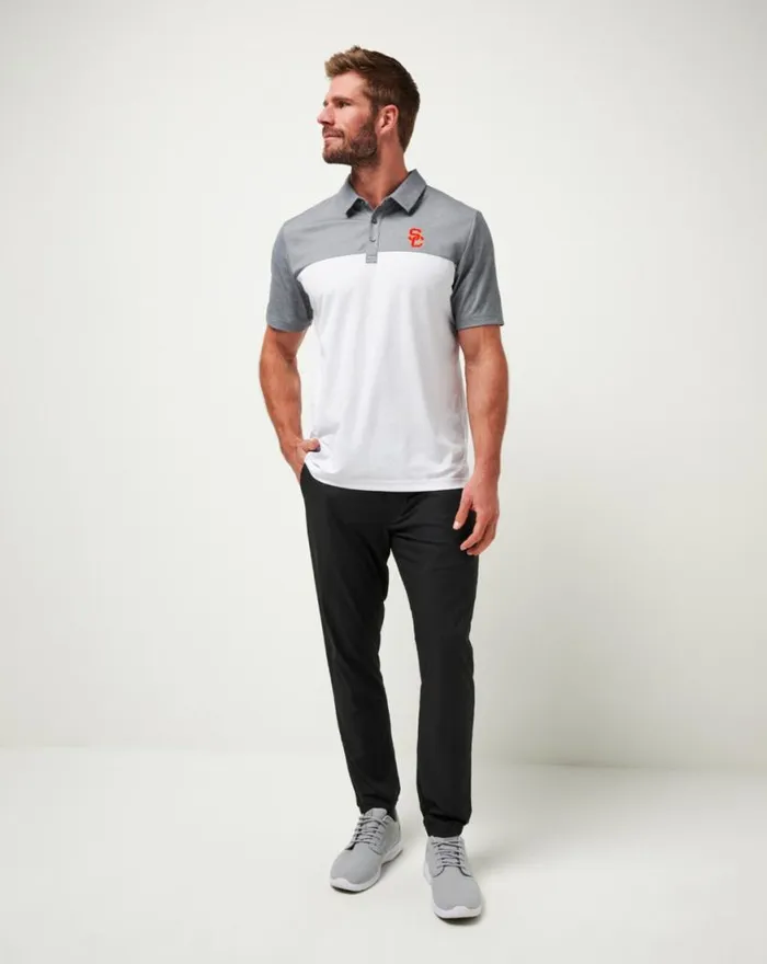 Men USC THE RUDDS 20 POLO Heather Quiet Shadewhite TravisMathew Polos