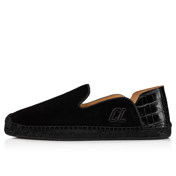 Men Varsi Espadon Espadrilles 8211 Leather 8211 Black Black Christian Louboutin Sandals and Espadrilles