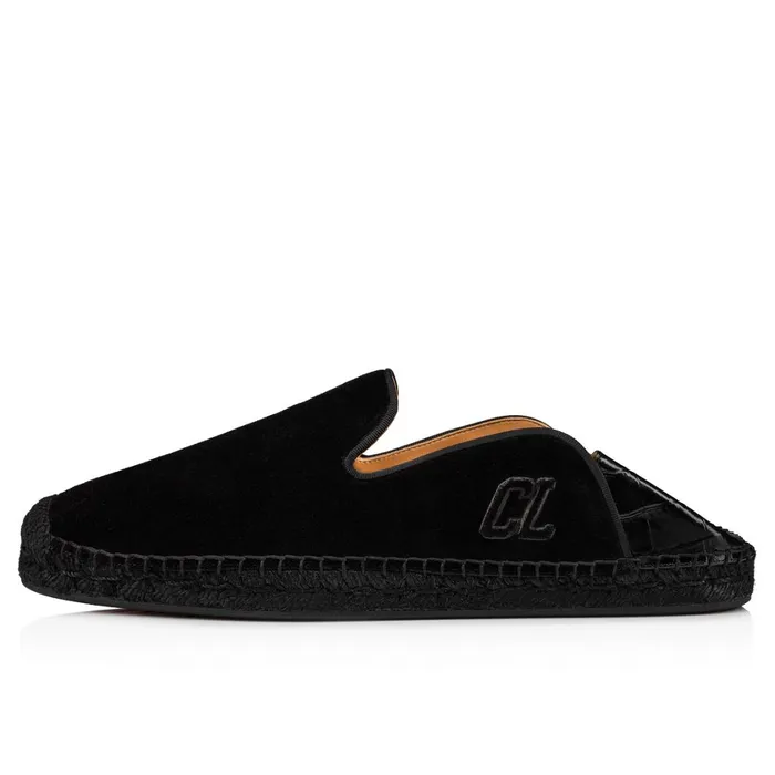 Men Varsi Espadon Espadrilles 8211 Leather 8211 Black Black Christian Louboutin Sandals and Espadrilles