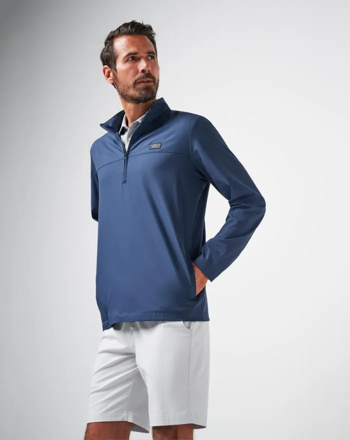 Men WANDERLUST QUARTER ZIP Mood Indigo TravisMathew Quarter Zips