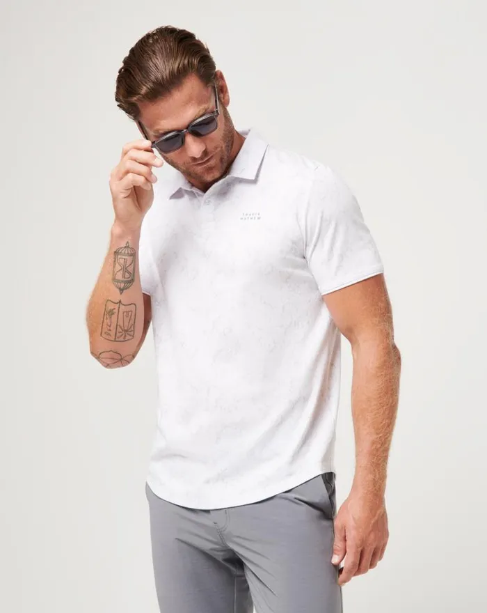Men WARMER TIDES SCOOP POLO White TravisMathew Polos