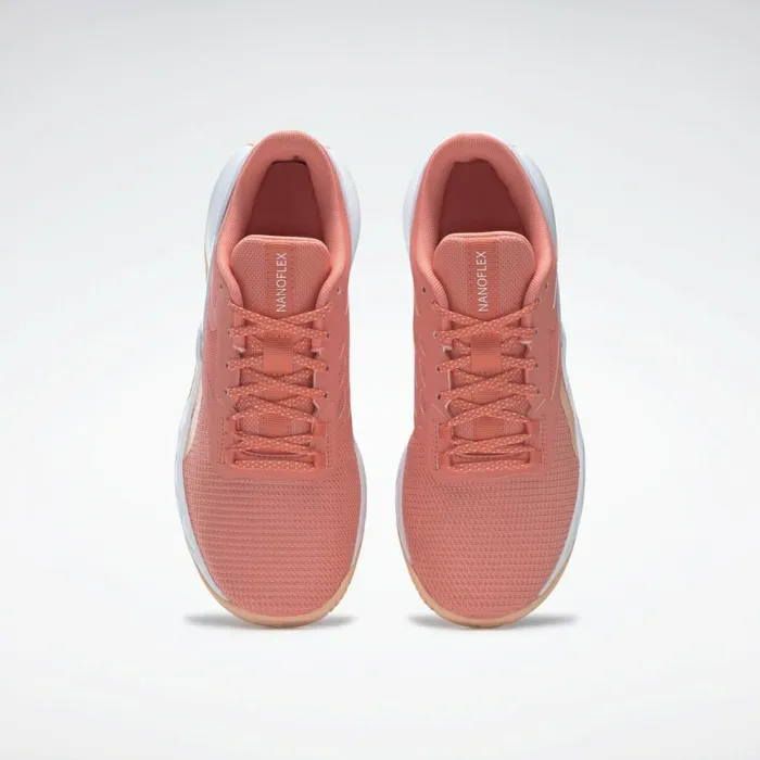Nano Womens Reebok Nanoflex TR Training Shoes Pink Aura Orange Ftwr White