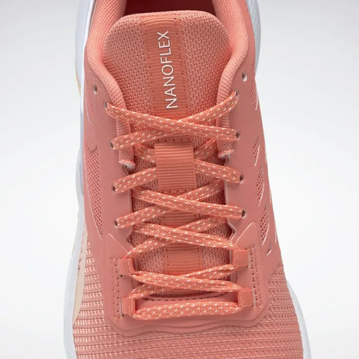 Nano Womens Reebok Nanoflex TR Training Shoes Pink Aura Orange Ftwr White