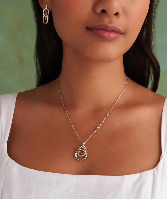 Necklaces Women Olivia Burton Encircle Silver and Rose Gold Plated Pendant Necklace