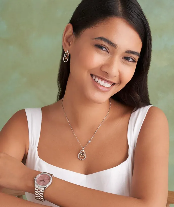 Necklaces Women Olivia Burton Encircle Silver and Rose Gold Plated Pendant Necklace