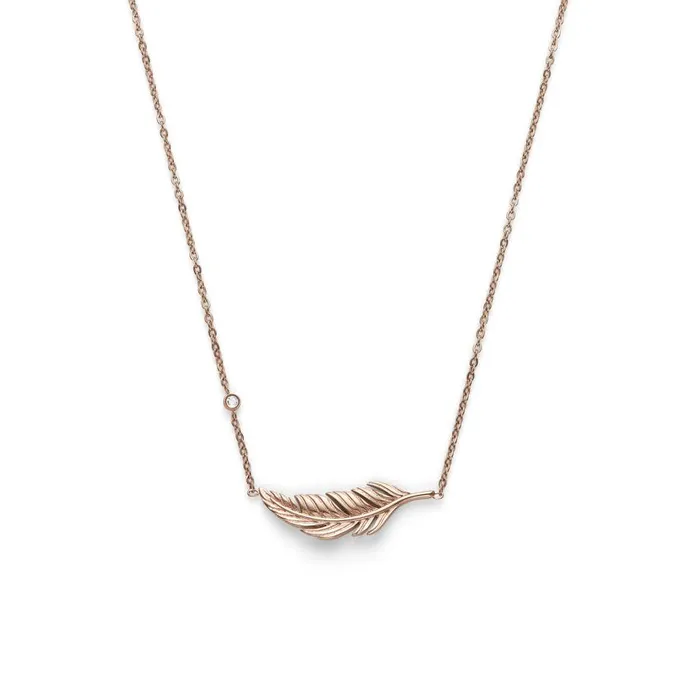 Necklaces Women Olivia Burton Feather Rose Gold Plated Necklace