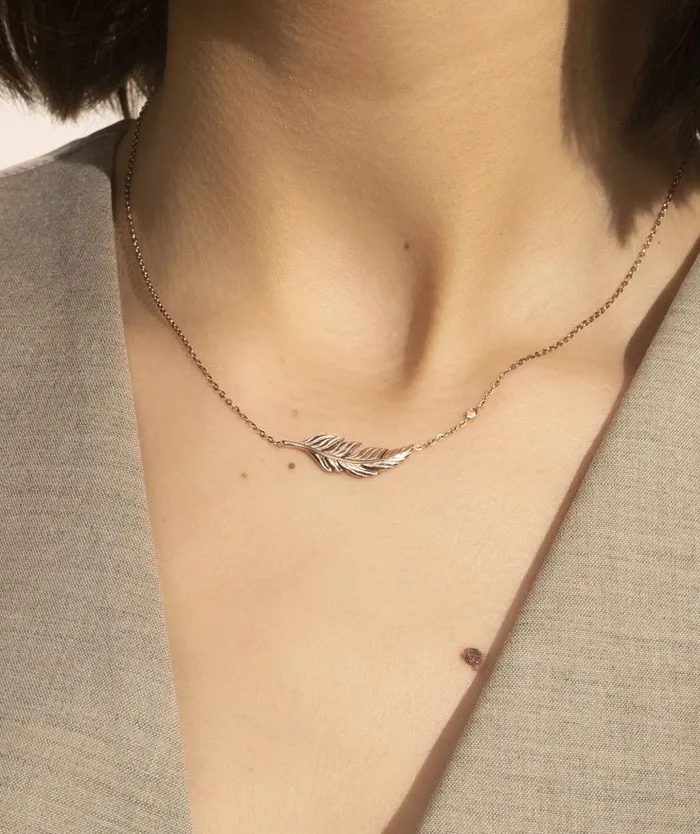 Necklaces Women Olivia Burton Feather Rose Gold Plated Necklace
