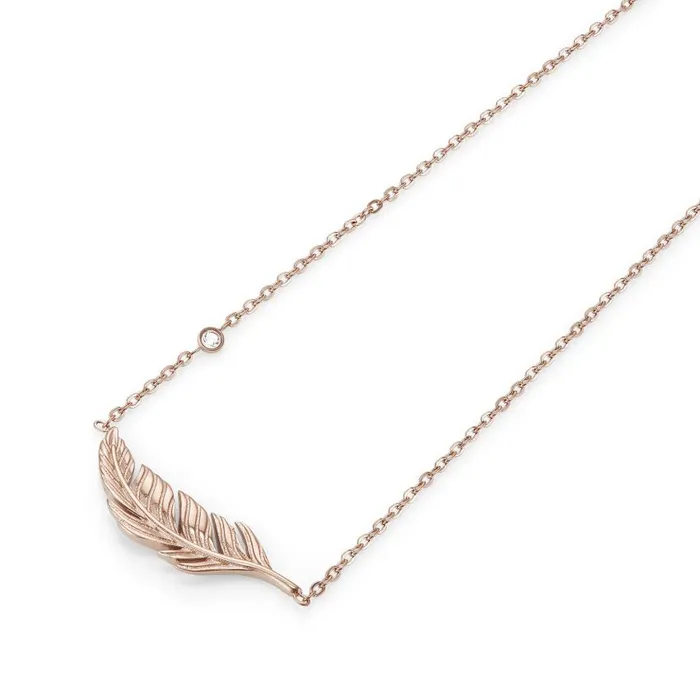 Necklaces Women Olivia Burton Feather Rose Gold Plated Necklace