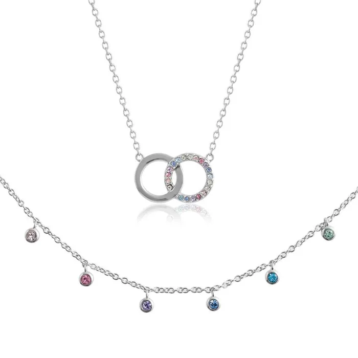 Necklaces Women Olivia Burton Silver Choker and Interlink Necklace Gift Set