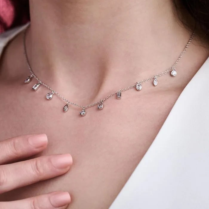 Necklaces Women Olivia Burton Silver Crystal Charm Necklace