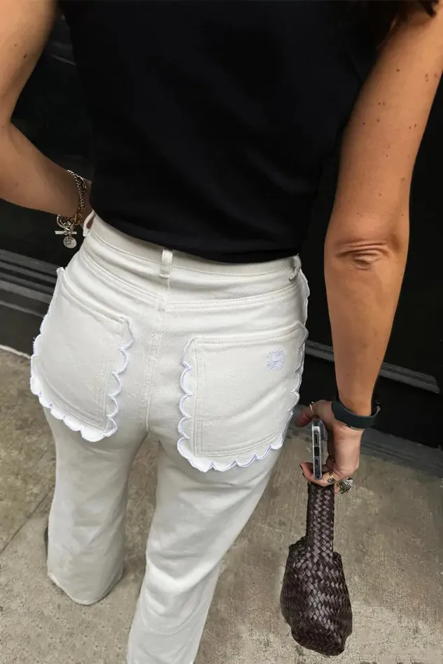 Never Fully Dressed Denim Ecru Scallop Detail Jeans 8211 Women