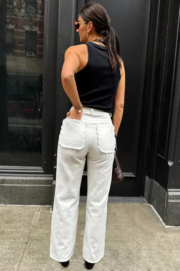 Never Fully Dressed Denim Ecru Scallop Detail Jeans 8211 Women