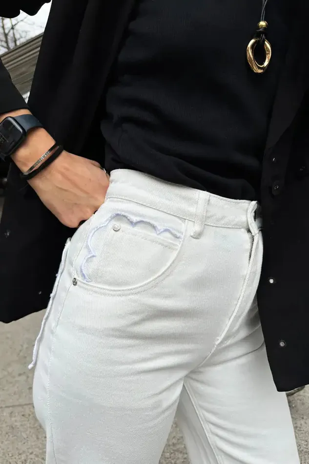 Never Fully Dressed Denim Ecru Scallop Detail Jeans 8211 Women