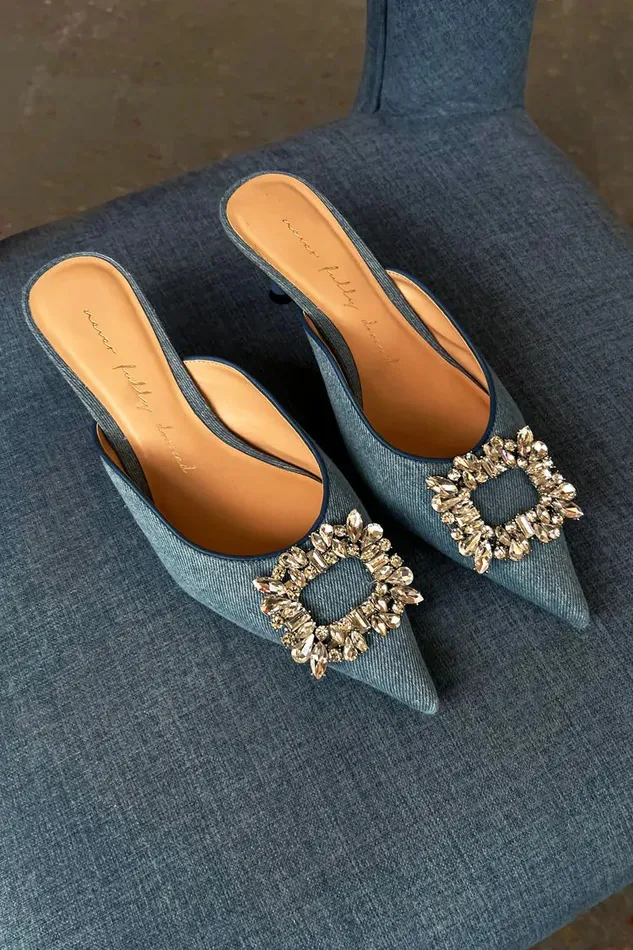 Never Fully Dressed Denim Embellished Denim City Mules 8211 Women