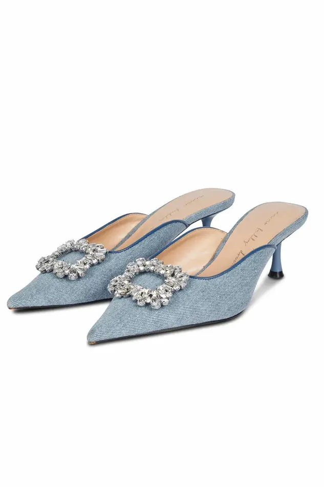 Never Fully Dressed Denim Embellished Denim City Mules 8211 Women