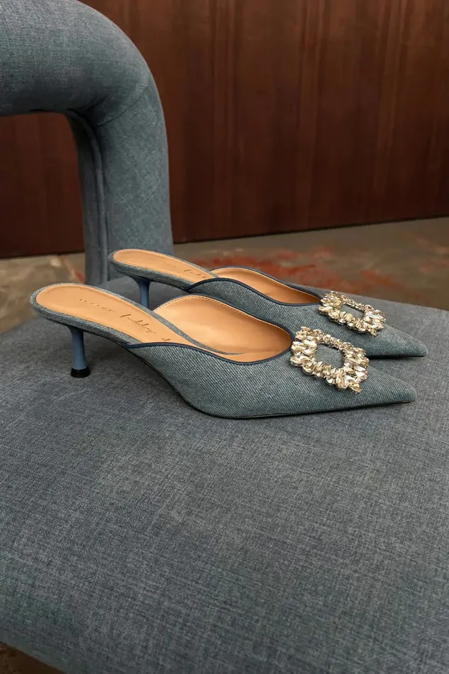Never Fully Dressed Denim Embellished Denim City Mules 8211 Women