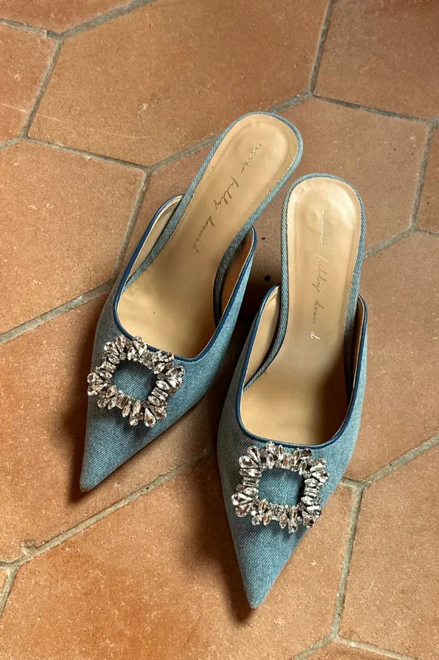 Never Fully Dressed Denim Embellished Denim City Mules 8211 Women