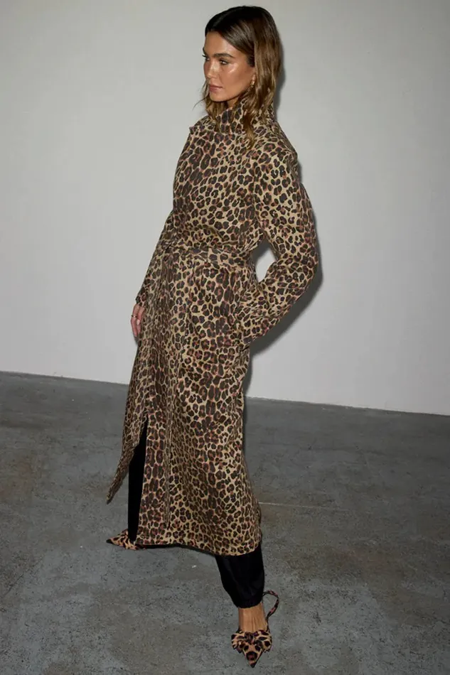 Never Fully Dressed Jackets and Coats Lucia Leopard Denim 55 Coat 8211 Women