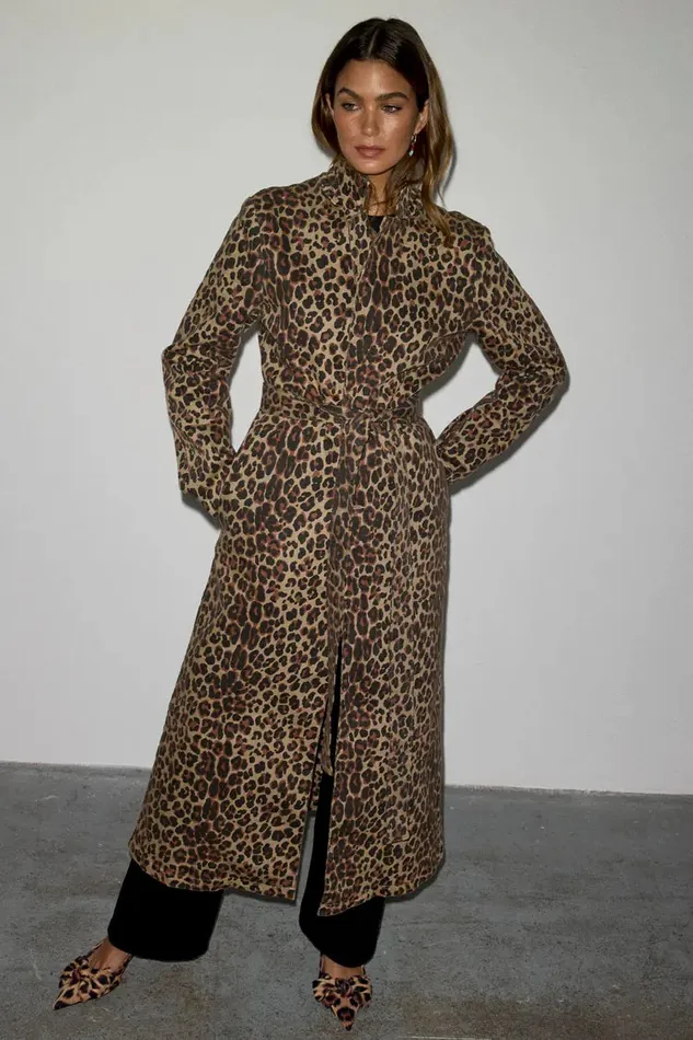 Never Fully Dressed Jackets and Coats Lucia Leopard Denim 55 Coat 8211 Women