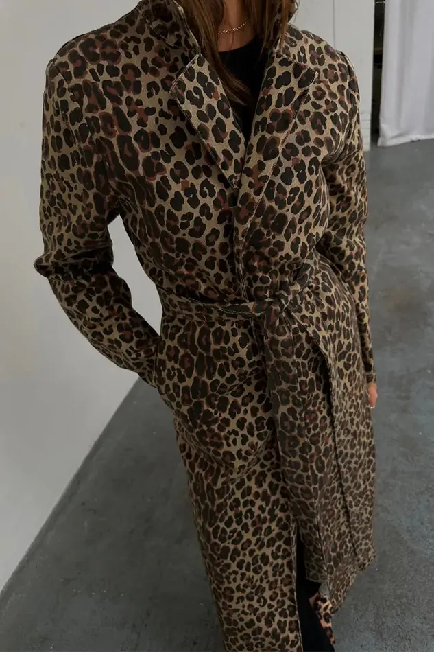 Never Fully Dressed Jackets and Coats Lucia Leopard Denim 55 Coat 8211 Women