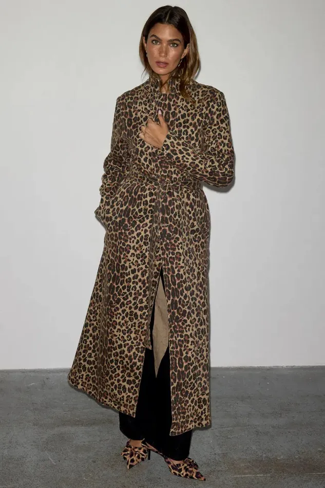 Never Fully Dressed Jackets and Coats Lucia Leopard Denim 55 Coat 8211 Women