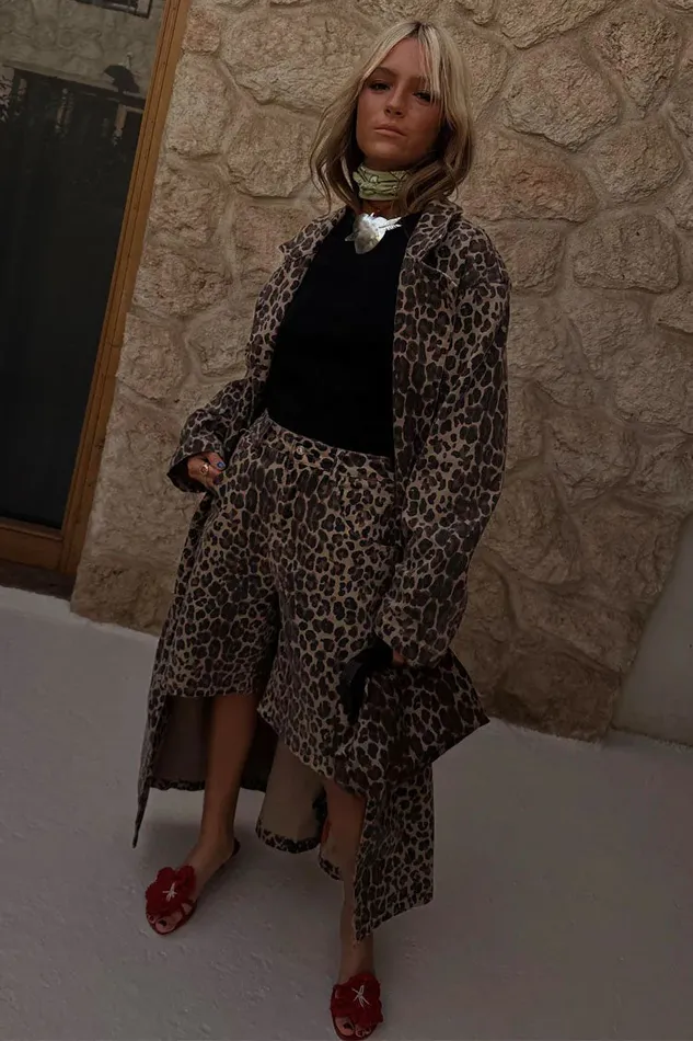 Never Fully Dressed Jackets and Coats Lucia Leopard Denim 55 Coat 8211 Women