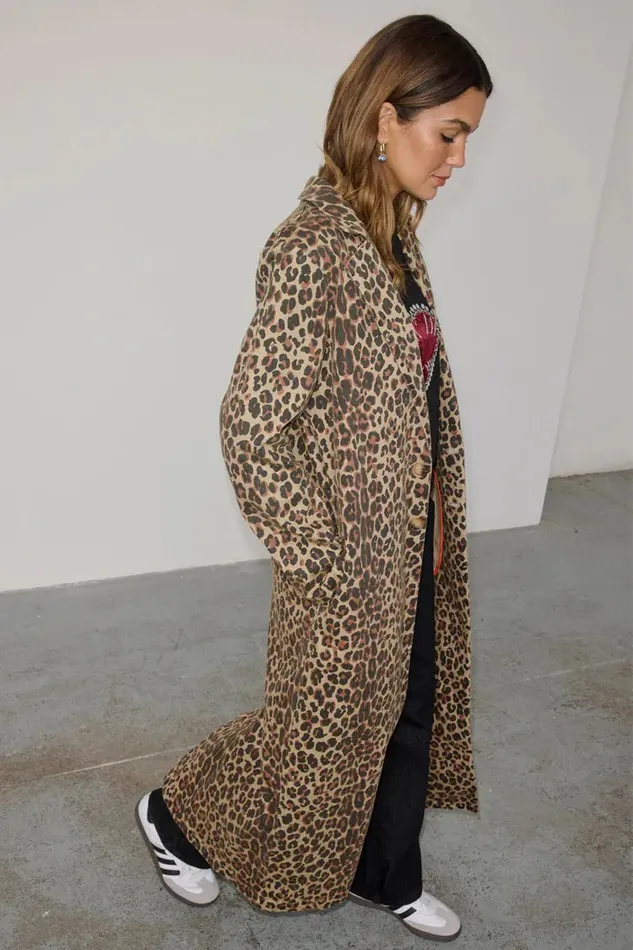Never Fully Dressed Jackets and Coats Lucia Leopard Denim 55 Coat 8211 Women