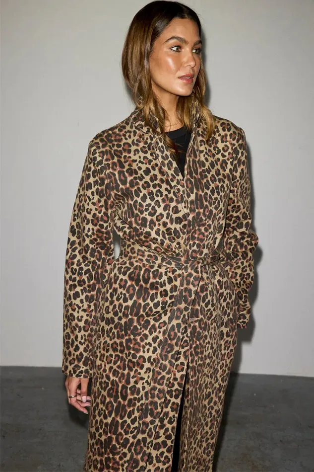 Never Fully Dressed Jackets and Coats Lucia Leopard Denim 55 Coat 8211 Women