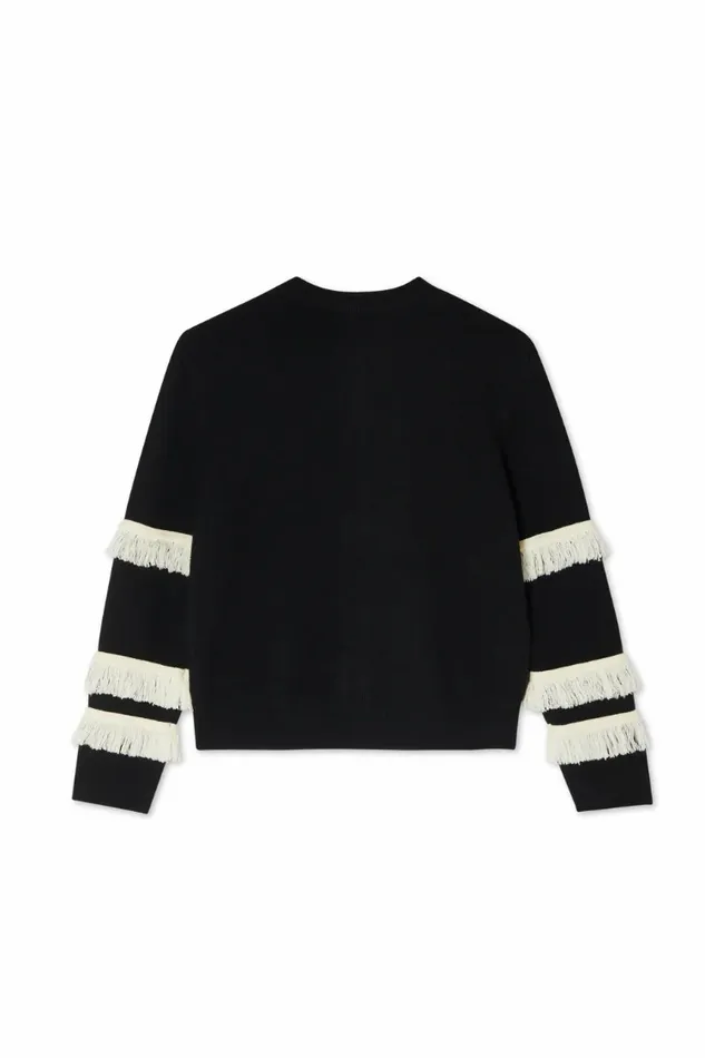 Never Fully Dressed Knitwear Black And Cream Fringe Holly Cardigan 8211 Women