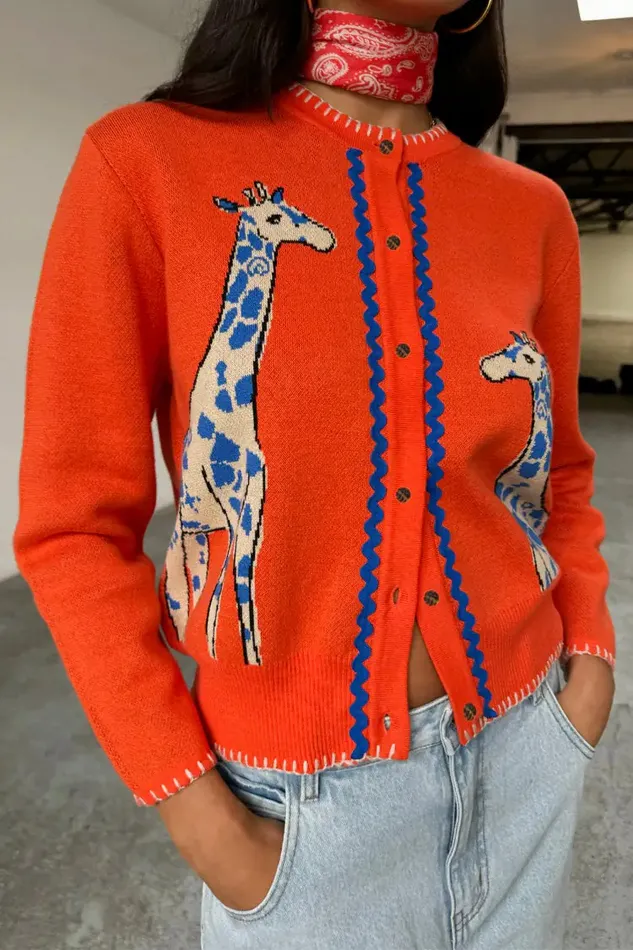 Never Fully Dressed Knitwear Giraffe Knit Cardigan 8211 Women
