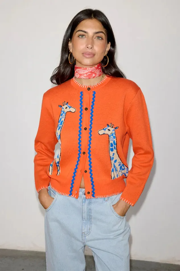 Never Fully Dressed Knitwear Giraffe Knit Cardigan 8211 Women